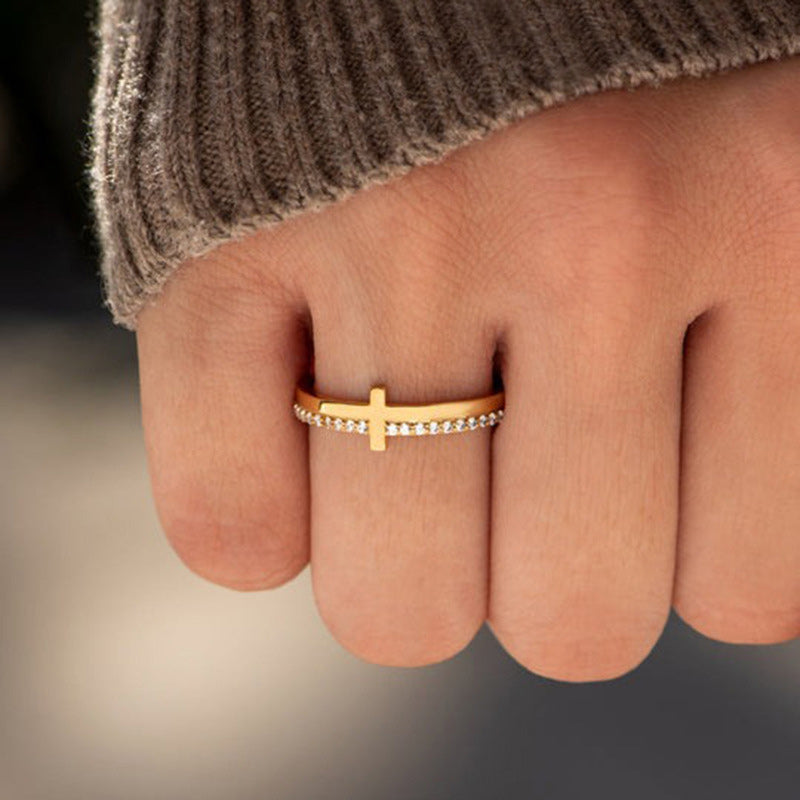 Motivational Courage Cross Ring