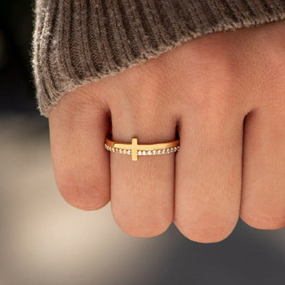Motivational Courage Cross Ring