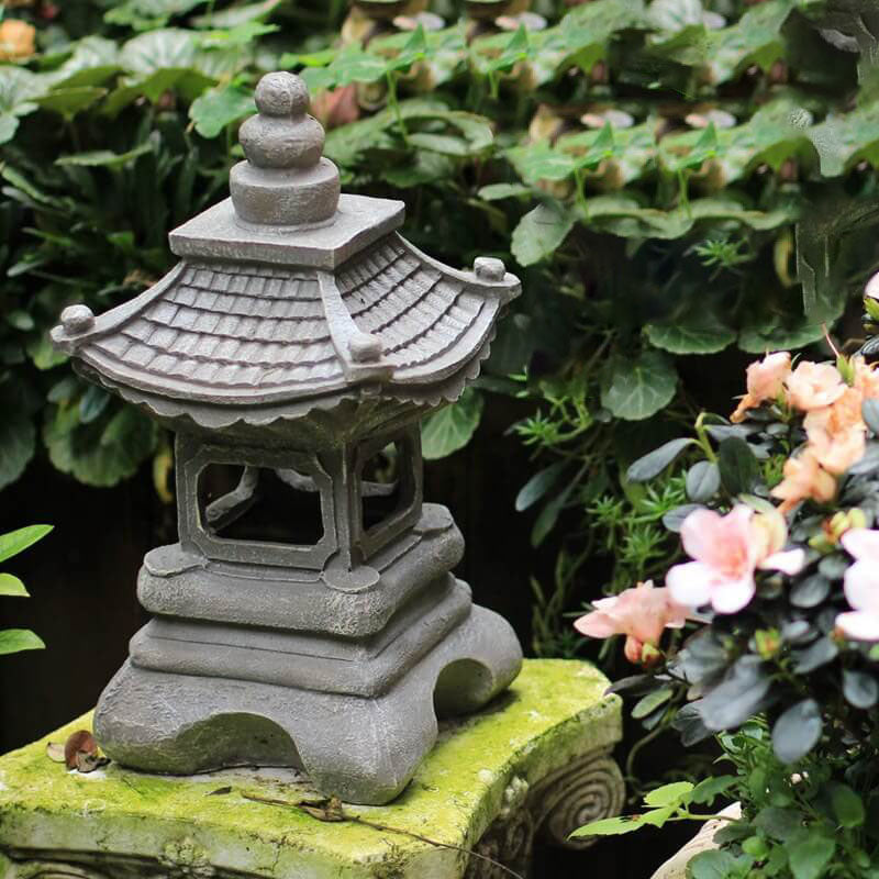 Asian Inspired Solar Powered Garden Lamp