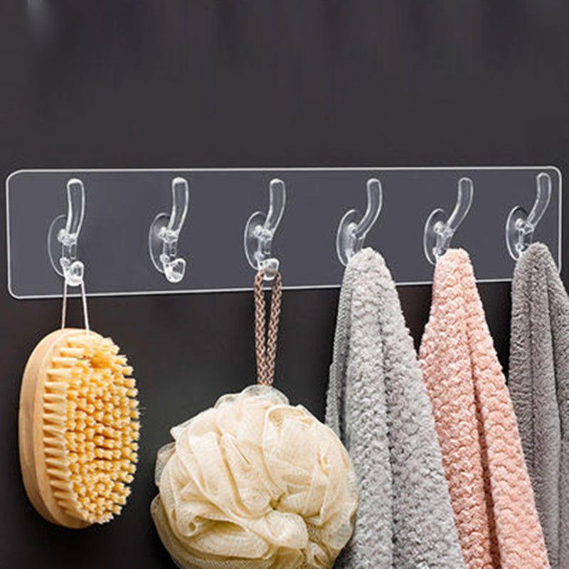 Clear 6 Hook Overdoor Storage Rack - Fesara