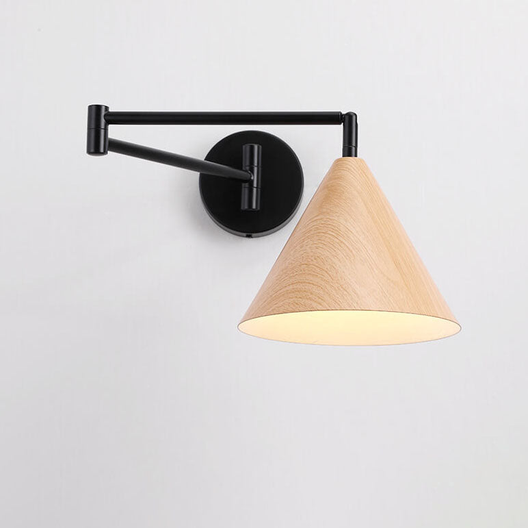Rustic Wooden 1-Light Adjustable Wall Lamp - Fesara
