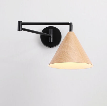 Rustic Wooden 1-Light Adjustable Wall Lamp - Fesara