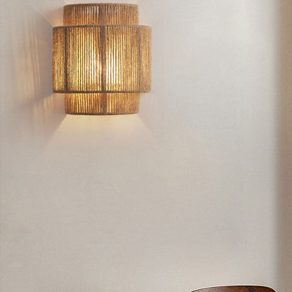 Natural Woven Rope Wall Lamp 1 Light Fixture