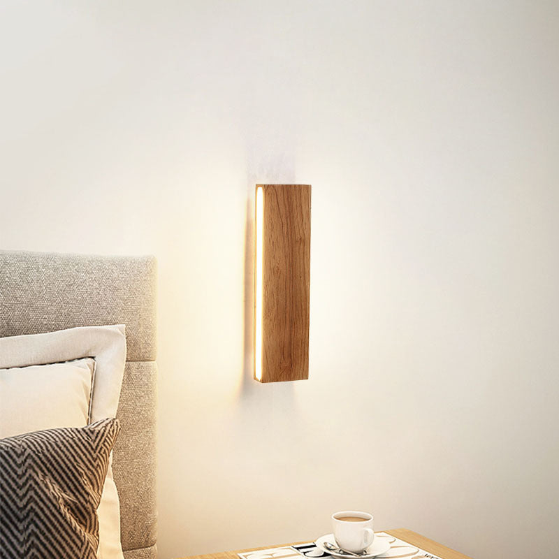 Rustic Wooden Slim LED Wall Lamp