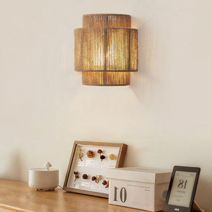Natural Woven Rope Wall Lamp 1 Light Fixture