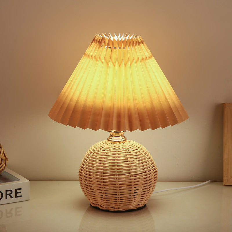 Natural Woven Shade Modern LED Desk Lamp