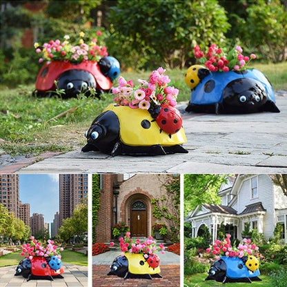 Decorative Metal Ladybug Planter Pot