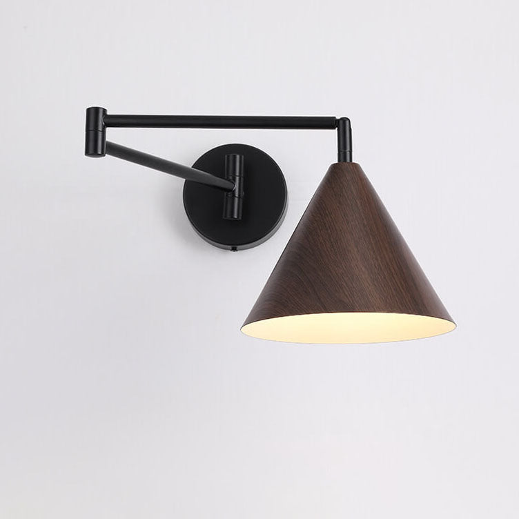 Rustic Wooden 1-Light Adjustable Wall Lamp