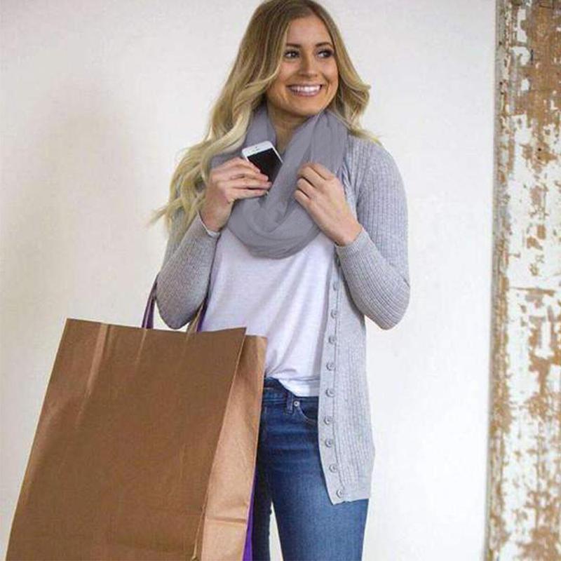 Warm Safe Scarf with Hidden Pocket