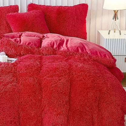Cozy Fesara Plush Duvet Cover Set with Zipper