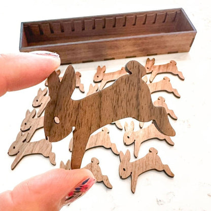 Colorful Wooden Bunny Thread Holder 16pc Set