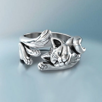 Vintage Cat Adjustable Ring Zinc Alloy Fashion Jewelry