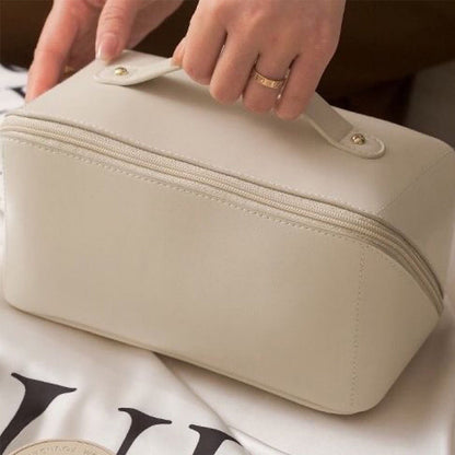 Compact Leather Travel Makeup Bag