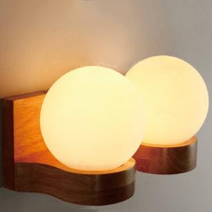 Rustic Wood Pendant Globe Lamp