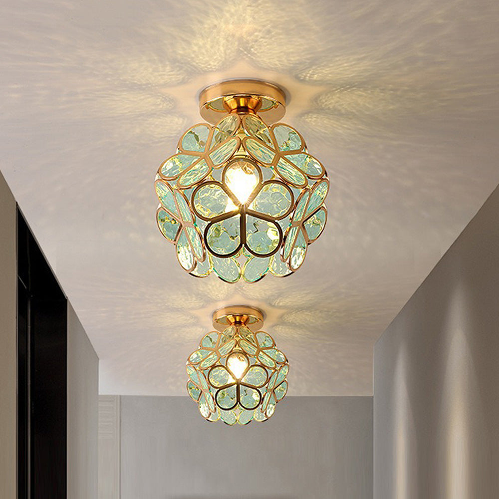 Elegant Glass Ceiling Lamp with Flower Design