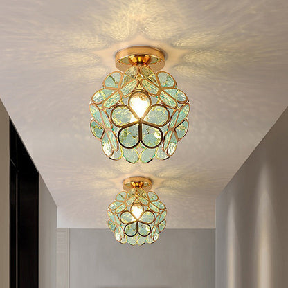 Elegant Glass Ceiling Lamp with Flower Design