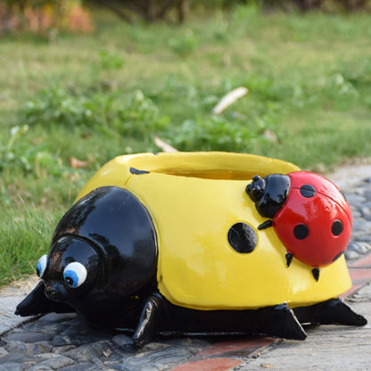 Decorative Metal Ladybug Planter Pot