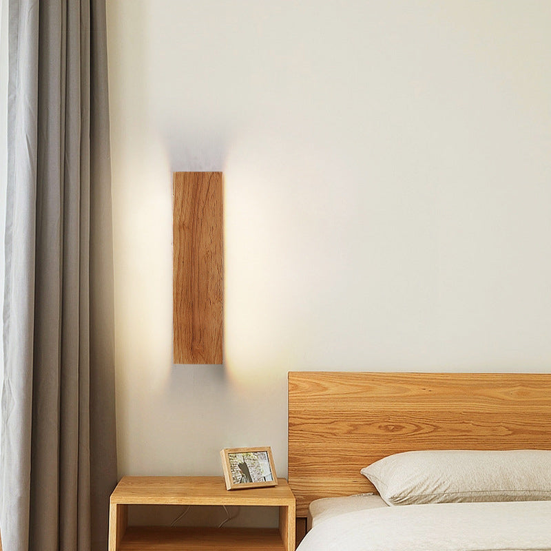 Rustic Wooden Slim LED Wall Lamp