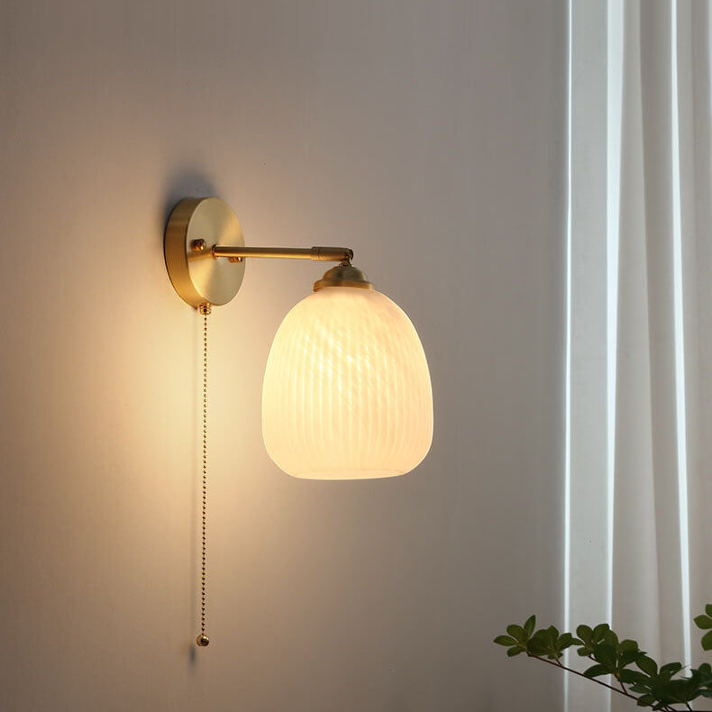 Vintage Gold Textured Glass Wall Lamp