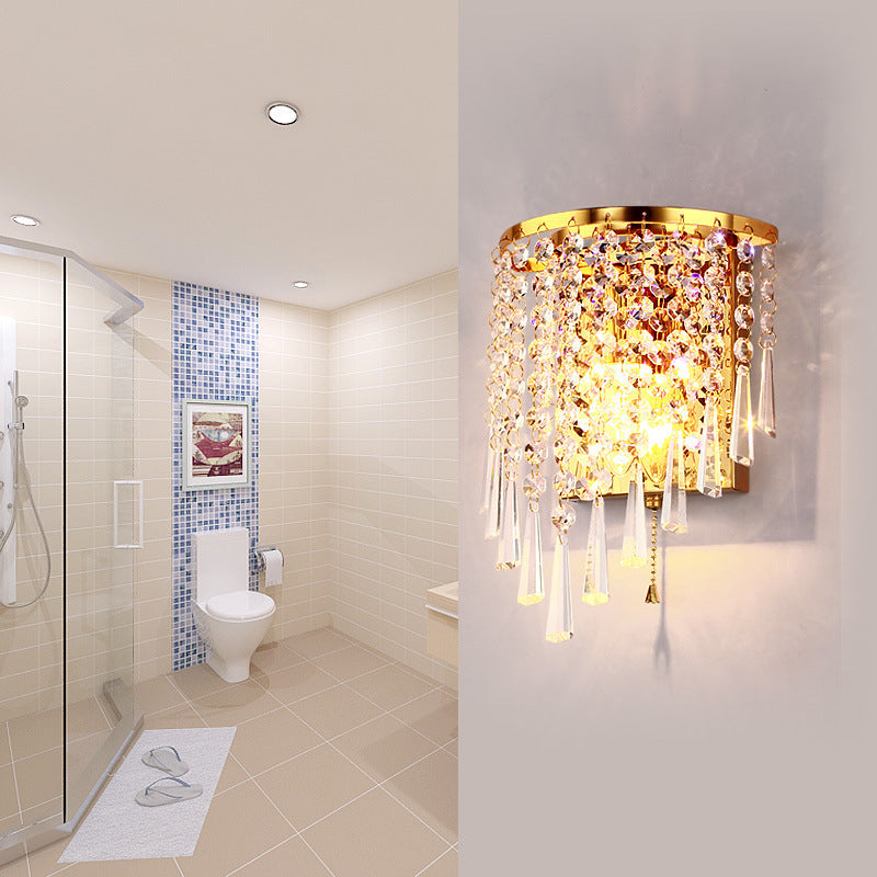 Elegant Crystal Glass 1-Light Wall Sconce Lamp