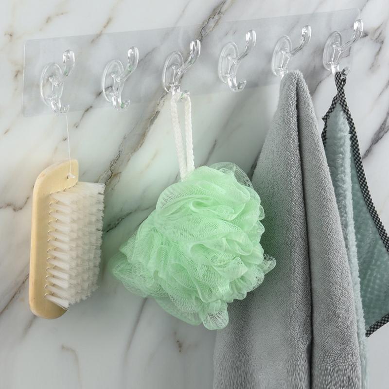 Clear 6 Hook Overdoor Storage Rack