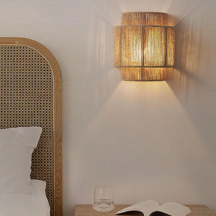 Natural Woven Rope Wall Lamp 1 Light Fixture