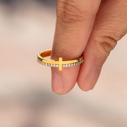 Motivational Courage Cross Ring