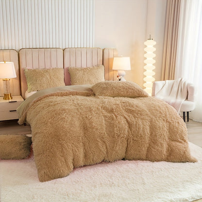Cozy Fesara Plush Duvet Cover Set with Zipper