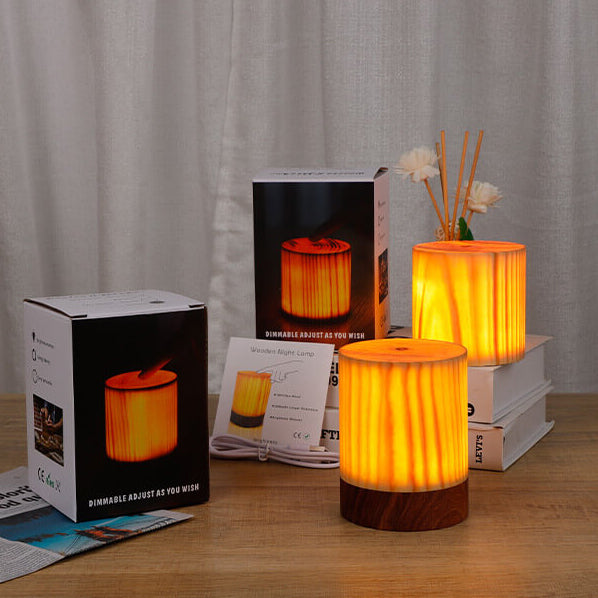 Modern Wooden LED Bedside Table Lamp