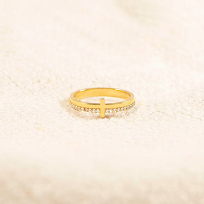 Motivational Courage Cross Ring