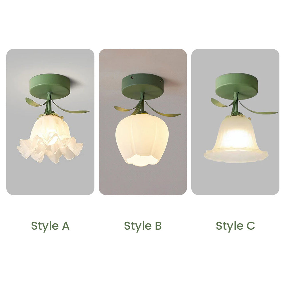 Elegant Glass Flower Ceiling Lamp