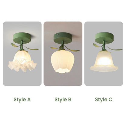 Elegant Glass Flower Ceiling Lamp