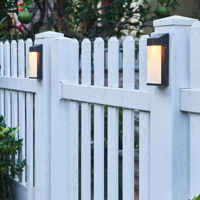 Contemporary White Glass Outdoor Solar Lamp