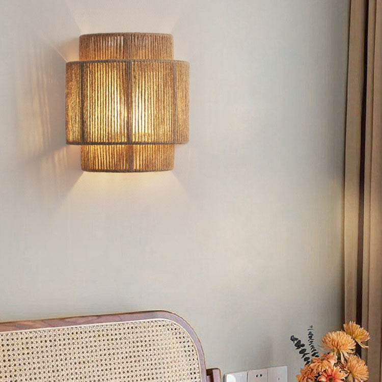 Natural Woven Rope Wall Lamp 1 Light Fixture