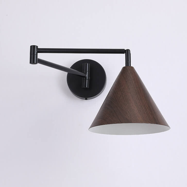 Rustic Wooden 1-Light Adjustable Wall Lamp