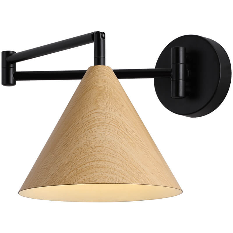 Rustic Wooden 1-Light Adjustable Wall Lamp