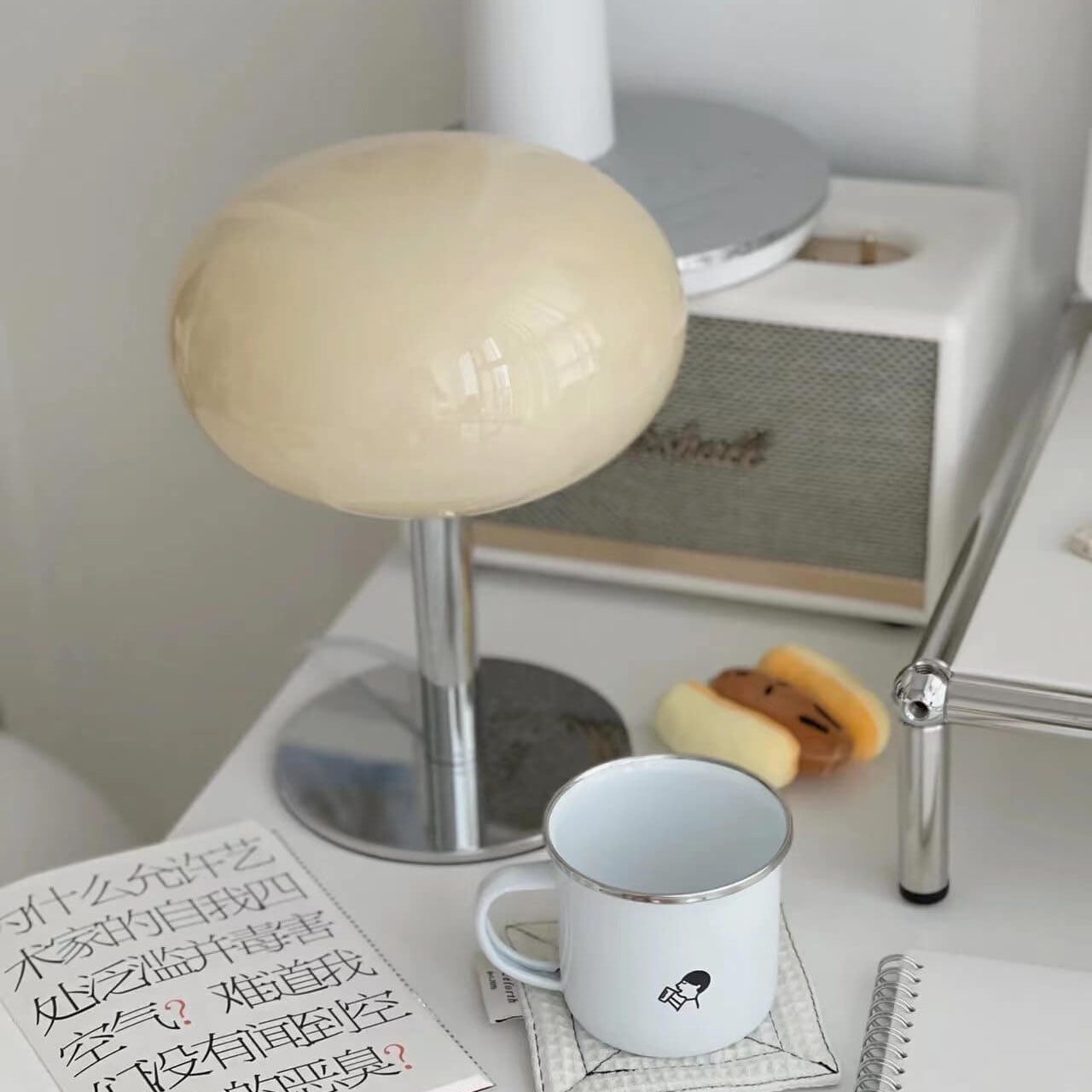 Classic Antique Circular Glass Desk Lamp