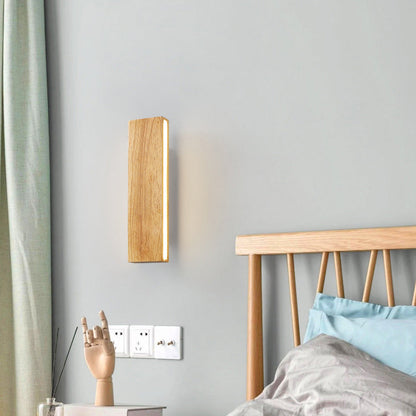 Rustic Wooden Slim LED Wall Lamp