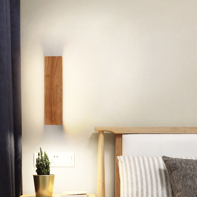 Rustic Wooden Slim LED Wall Lamp