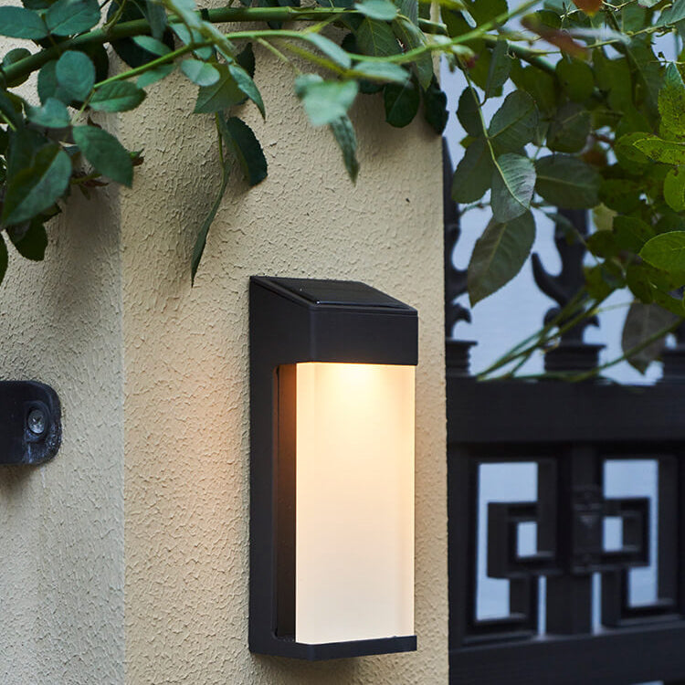 Contemporary White Glass Outdoor Solar Lamp