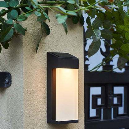 Contemporary White Glass Outdoor Solar Lamp