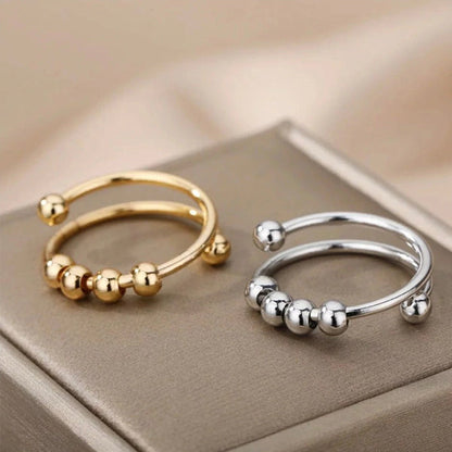Calming Stress Relief Silver Tone Ring