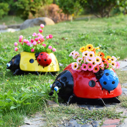 Decorative Metal Ladybug Planter Pot