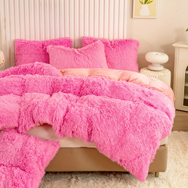 Cozy Fesara Plush Duvet Cover Set with Zipper