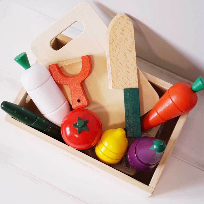 Wooden Kids Play Kitchen with Food and Accessories