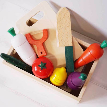 Wooden Kids Play Kitchen with Food and Accessories