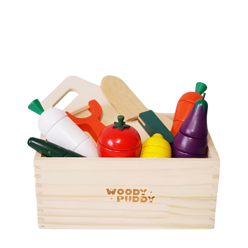 Wooden Kids Play Kitchen with Food and Accessories - Fesara