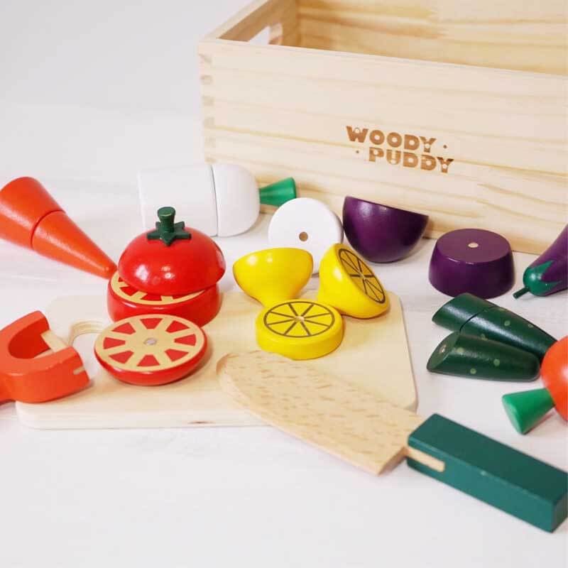Wooden Kids Play Kitchen with Food and Accessories