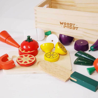 Wooden Kids Play Kitchen with Food and Accessories