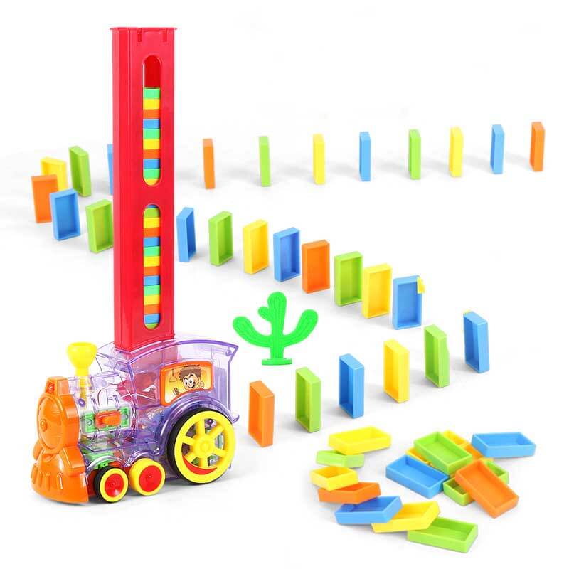 Colorful Automatic Domino Block Train Set